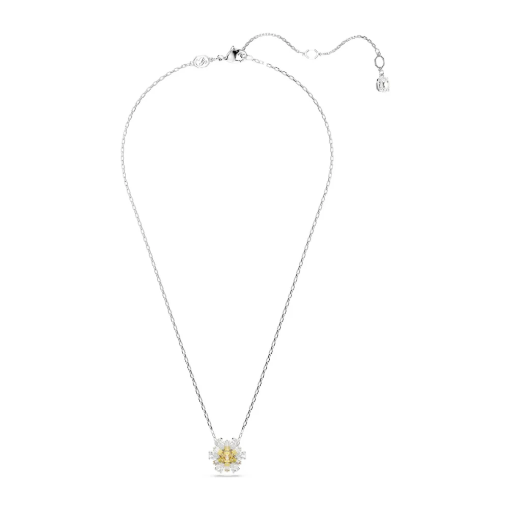 Swarovski Idyllia Yellow Flower Rhodium Plated Necklace - 38cm - Image 5