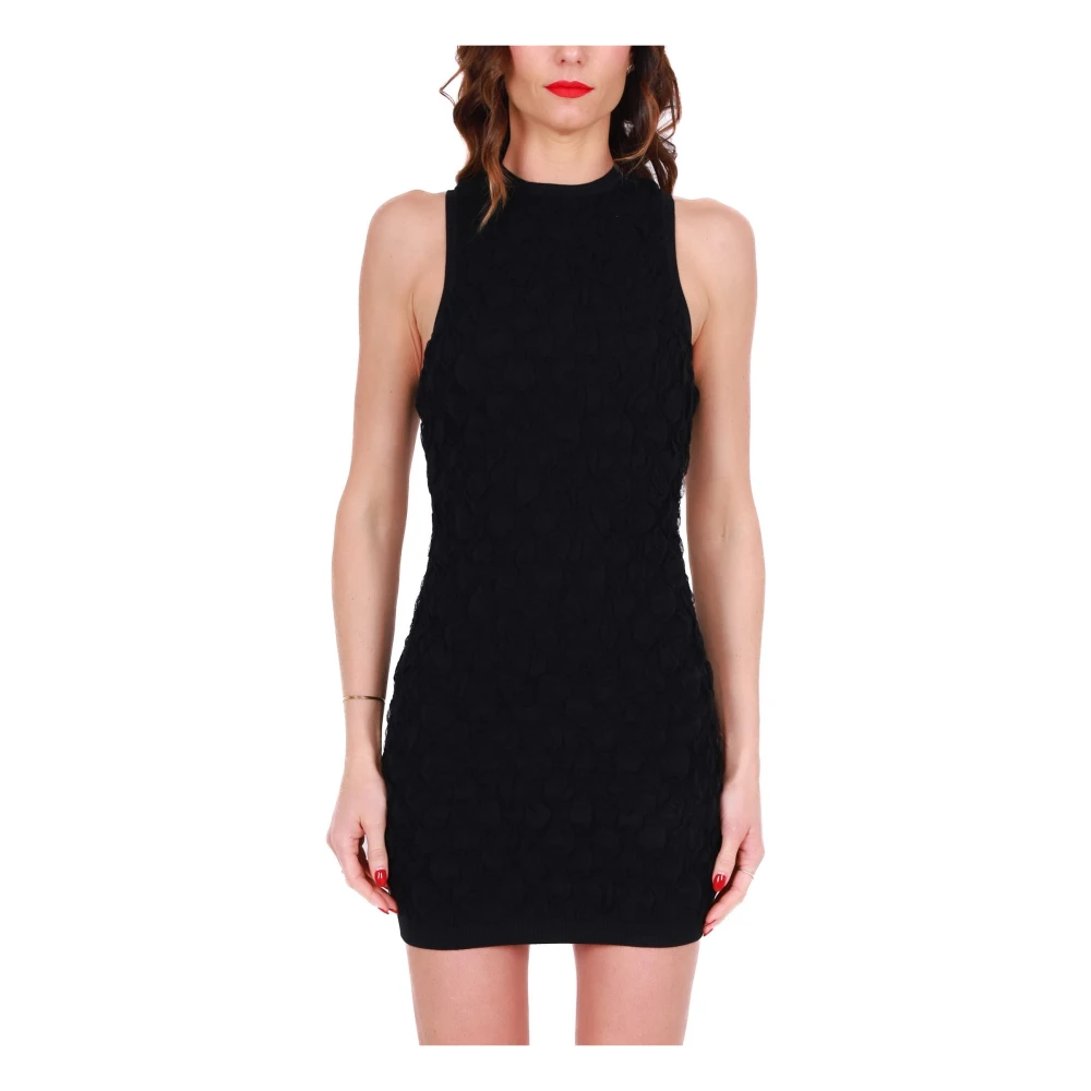 Elisabetta Franchi Gebreide Mouwloze Mini Jurk Zwart Black Dames