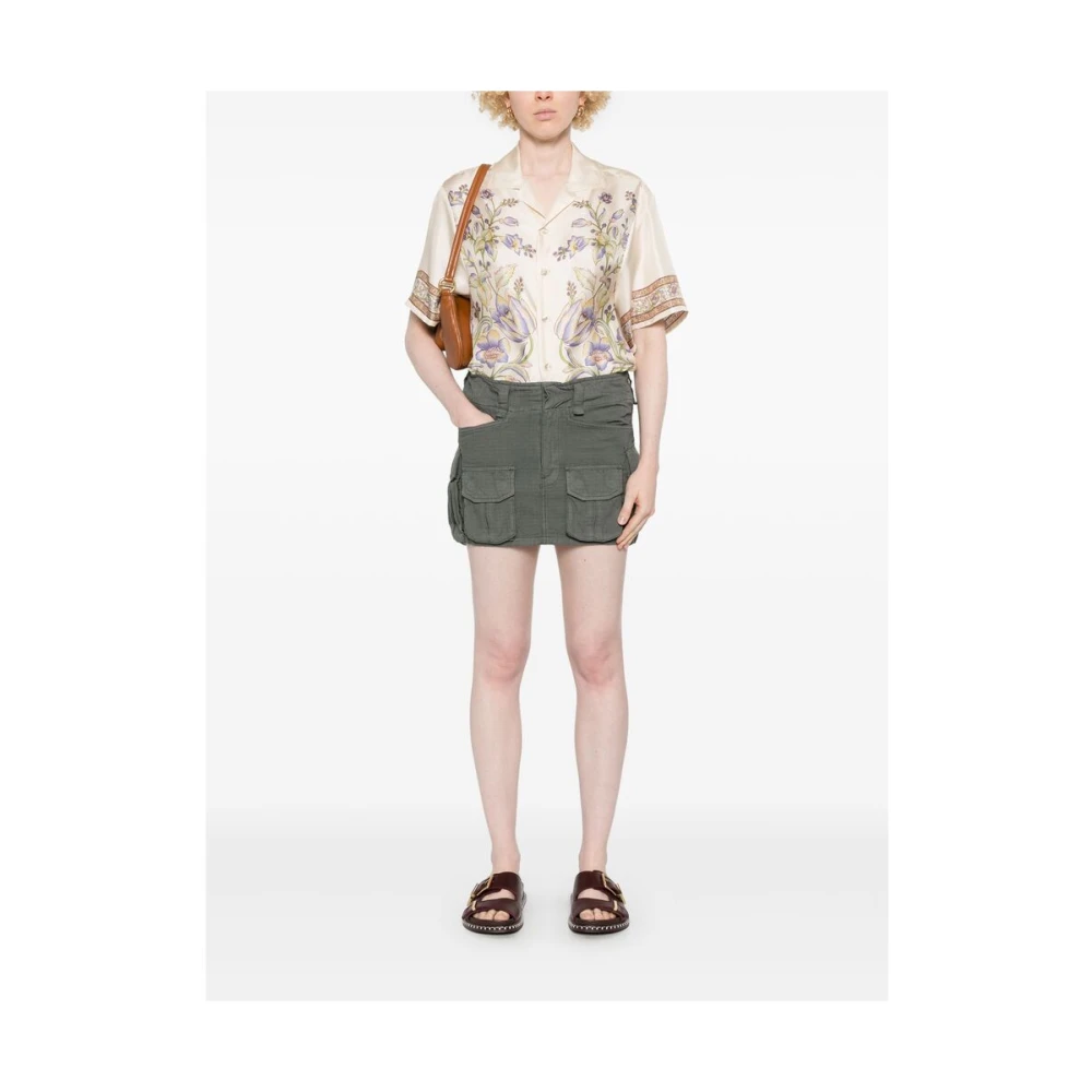 ETRO Beige Cuban Collar Shirt met Pegaso Motif Beige Heren