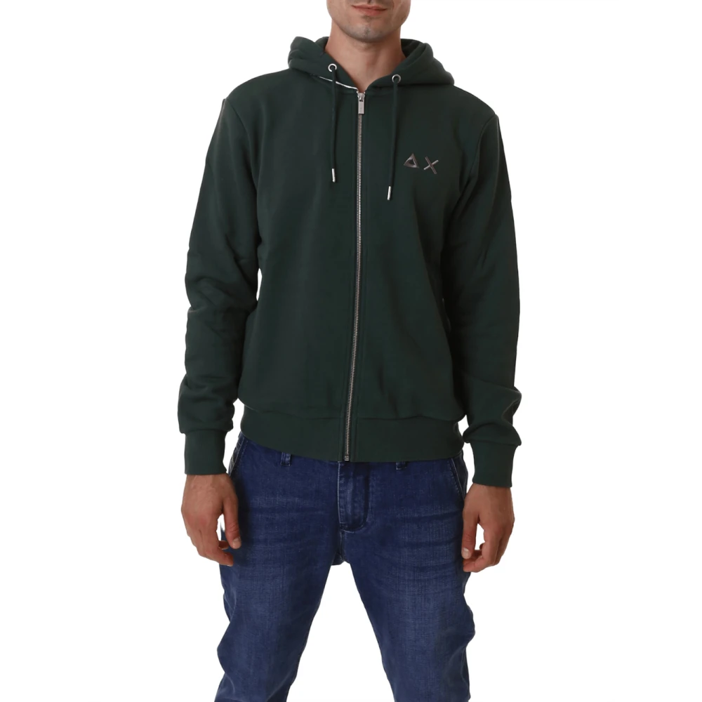 Sun68 Groene Katoenen Zip Hoodie voor Mannen Green Heren