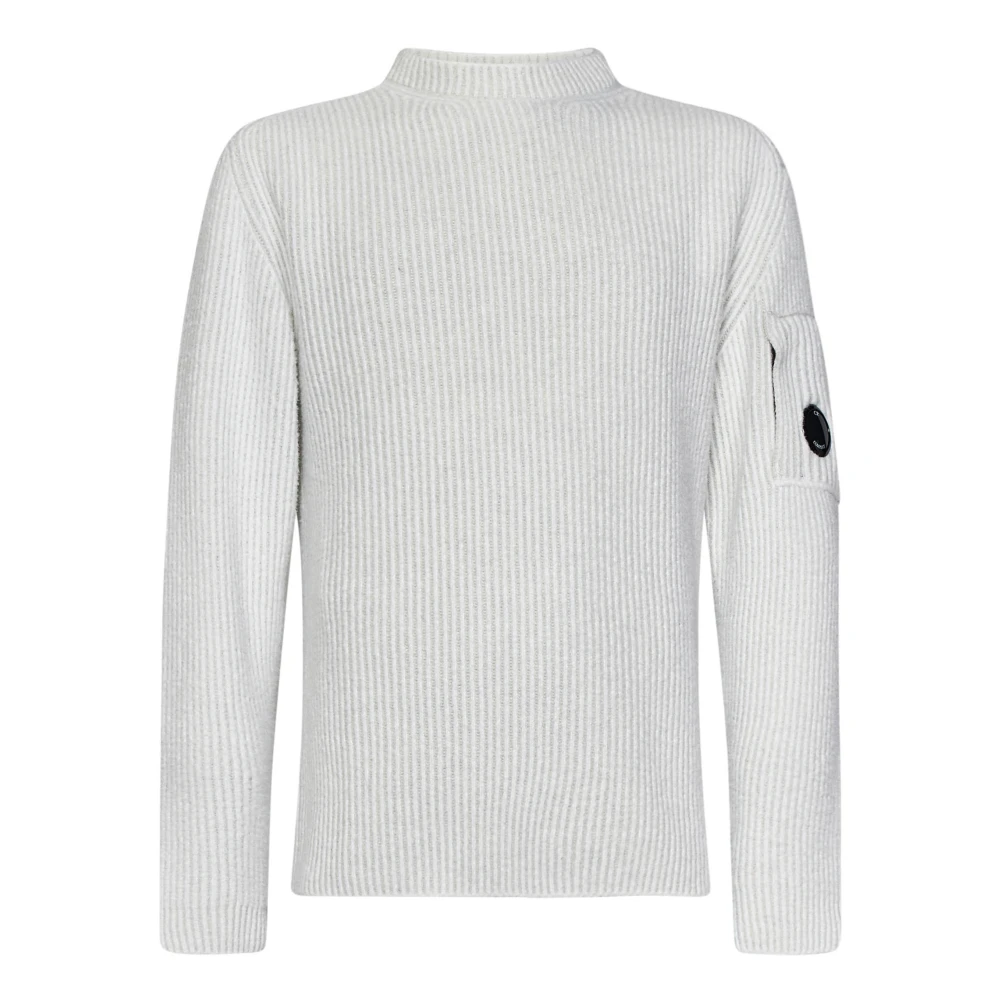 C.P. Company Witte Crewneck Sweater met Ritssluiting White Heren