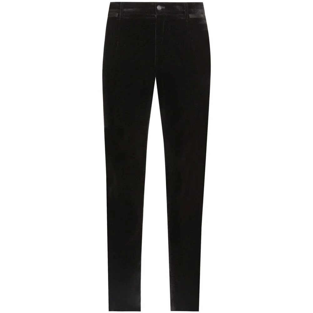 Dolce & Gabbana Zwarte Katoen-Zijde Rechte Pijp Broek Black Heren