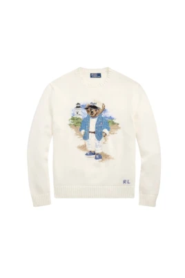 Intarsia Cotton Polo Bear Tröja