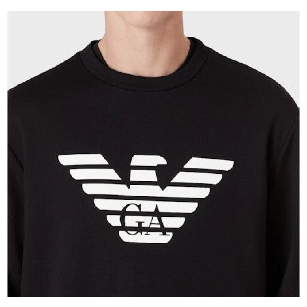 Emporio Armani Zwarte Adelaar Sweatshirt Lange Mouw Black Heren