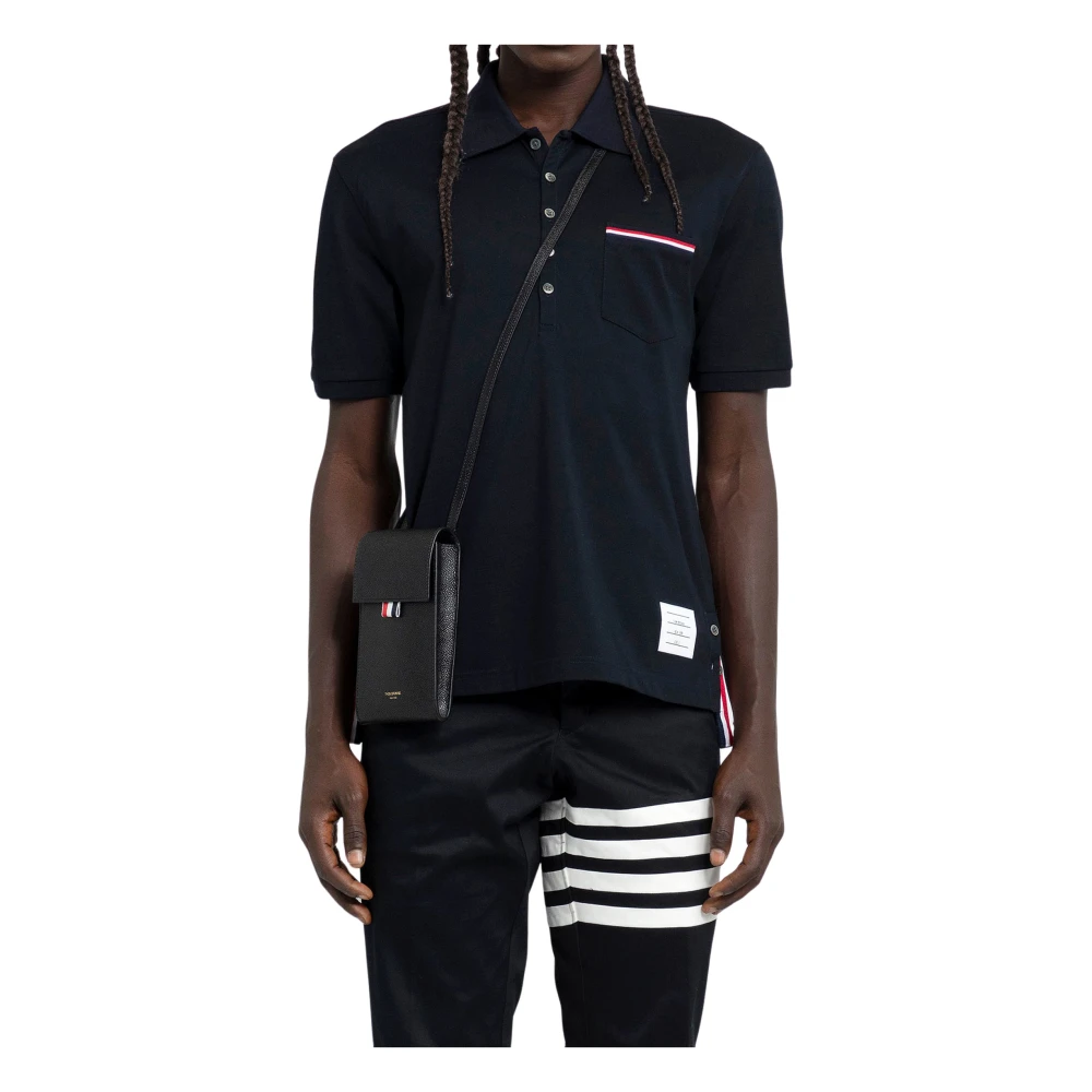 Thom Browne Navyblauwe Mercerized Piqué Polo Shirt Blue Heren