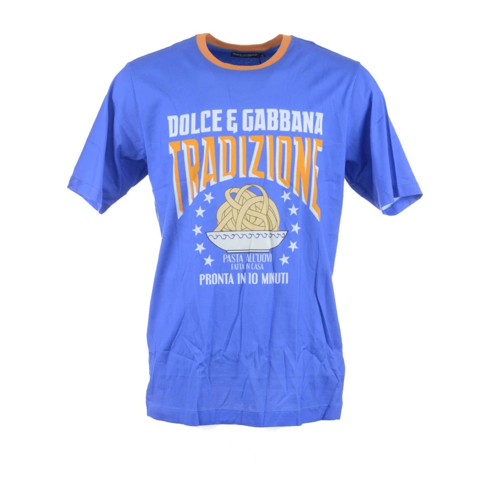 Dolce & Gabbana Korte Mouw Ei Pasta T-shirt Blue Heren