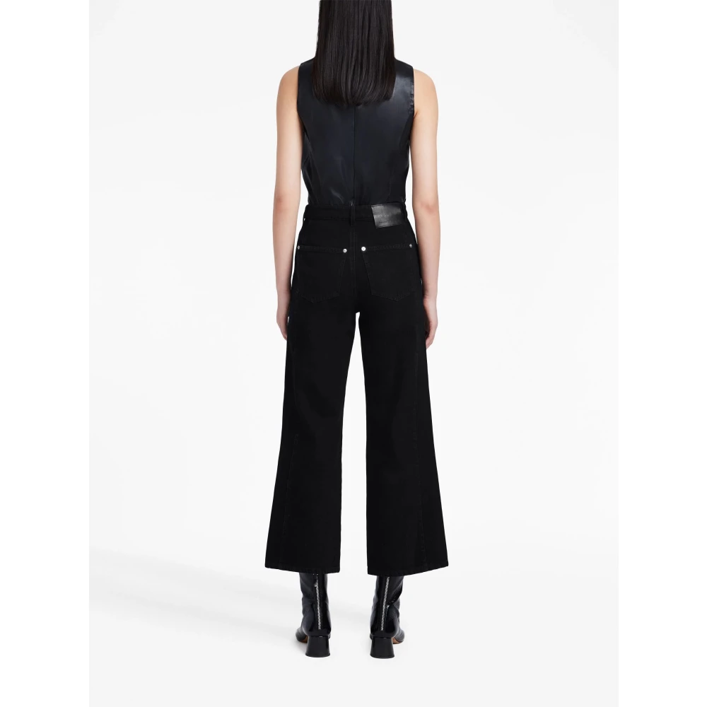 Proenza Schouler Zwarte Logo Patch Cropped Flared Jeans Black Dames
