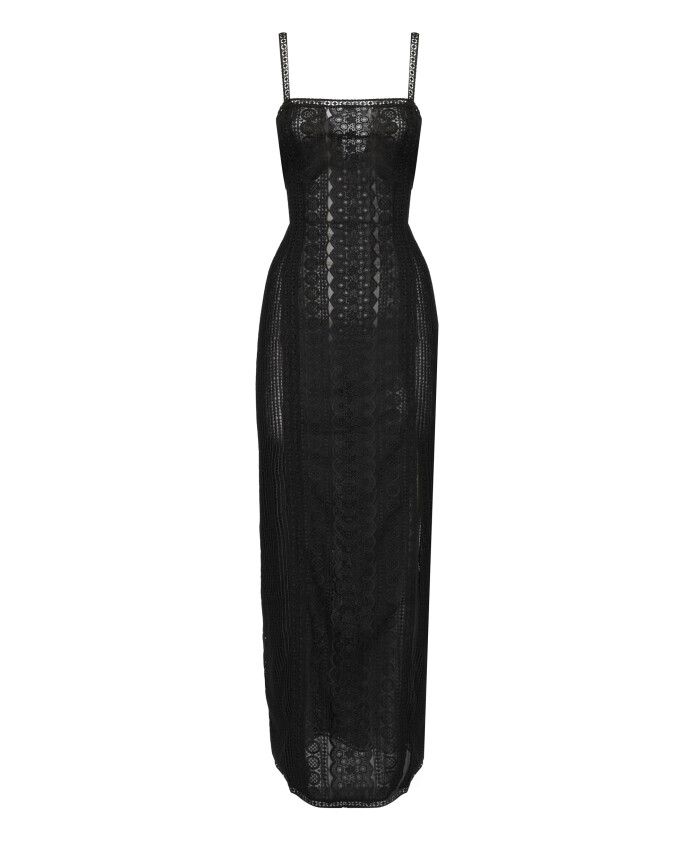 robe-noire-en-coton-nylon-avec-encolure-carree