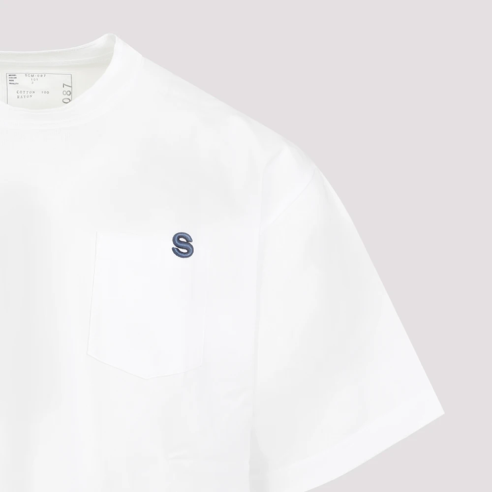 Sacai Wit Katoenen T-shirt met Monogram White Heren