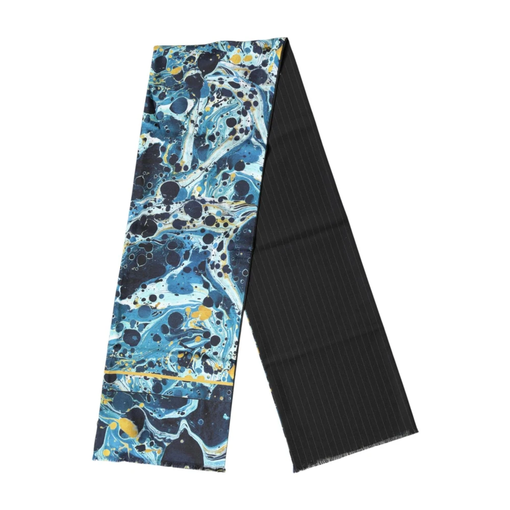 Dolce & Gabbana Men's Multicolor Silk Scarves, One Size, Marble Print Neck Wrap Foulard Scarf