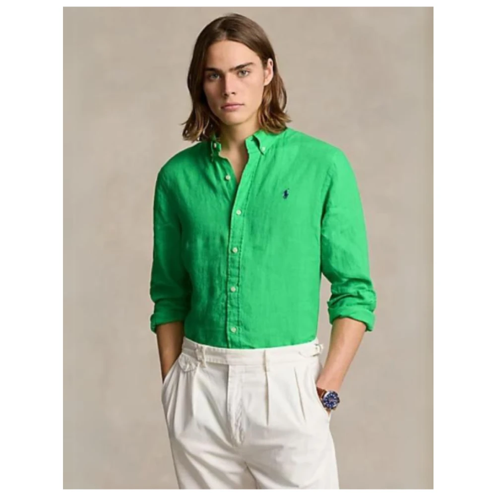 Polo Ralph Lauren Slim Linnen Overhemd Green Heren