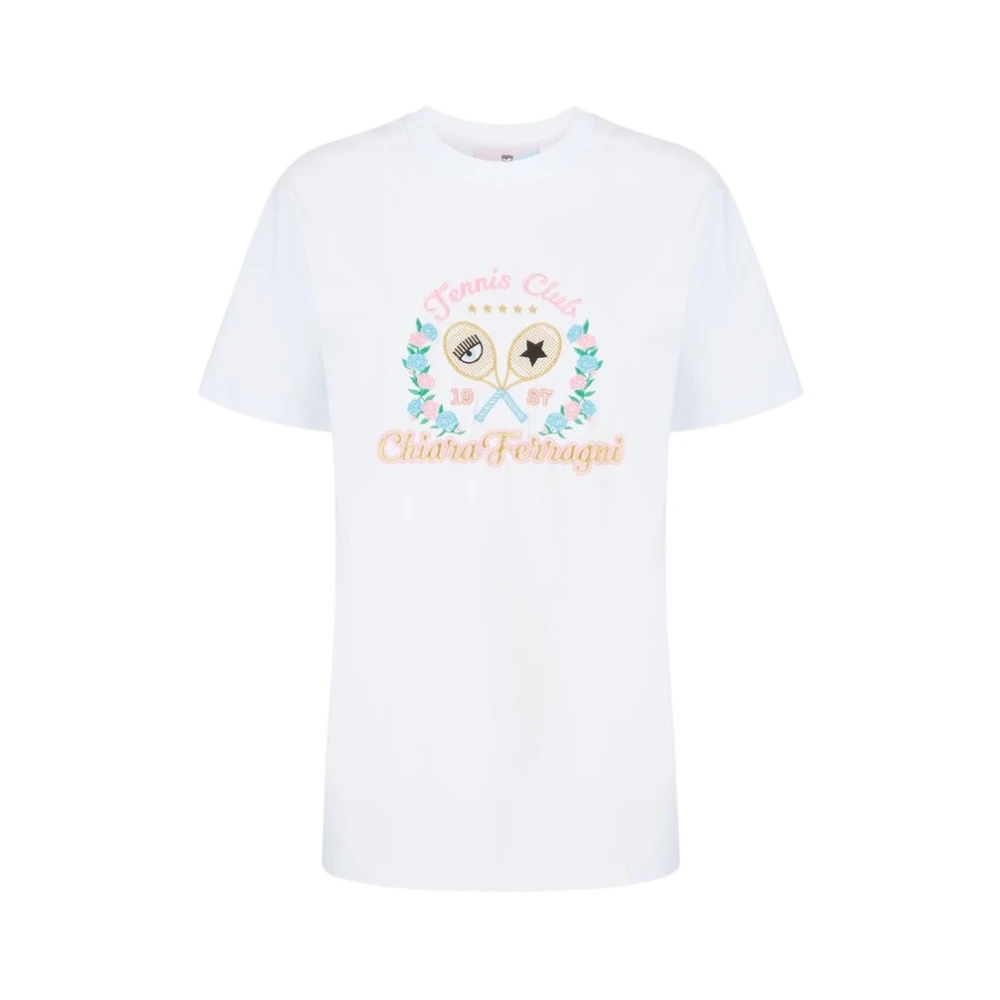 Hvid Tennis Club Broderet T-shirt