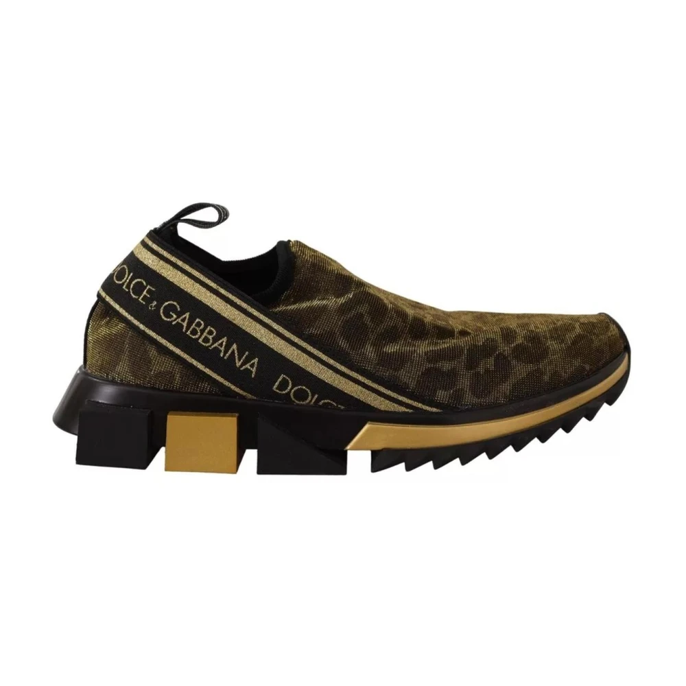 Dolce & Gabbana Glitter Leopard Slip-On Sneakers Brown Dames