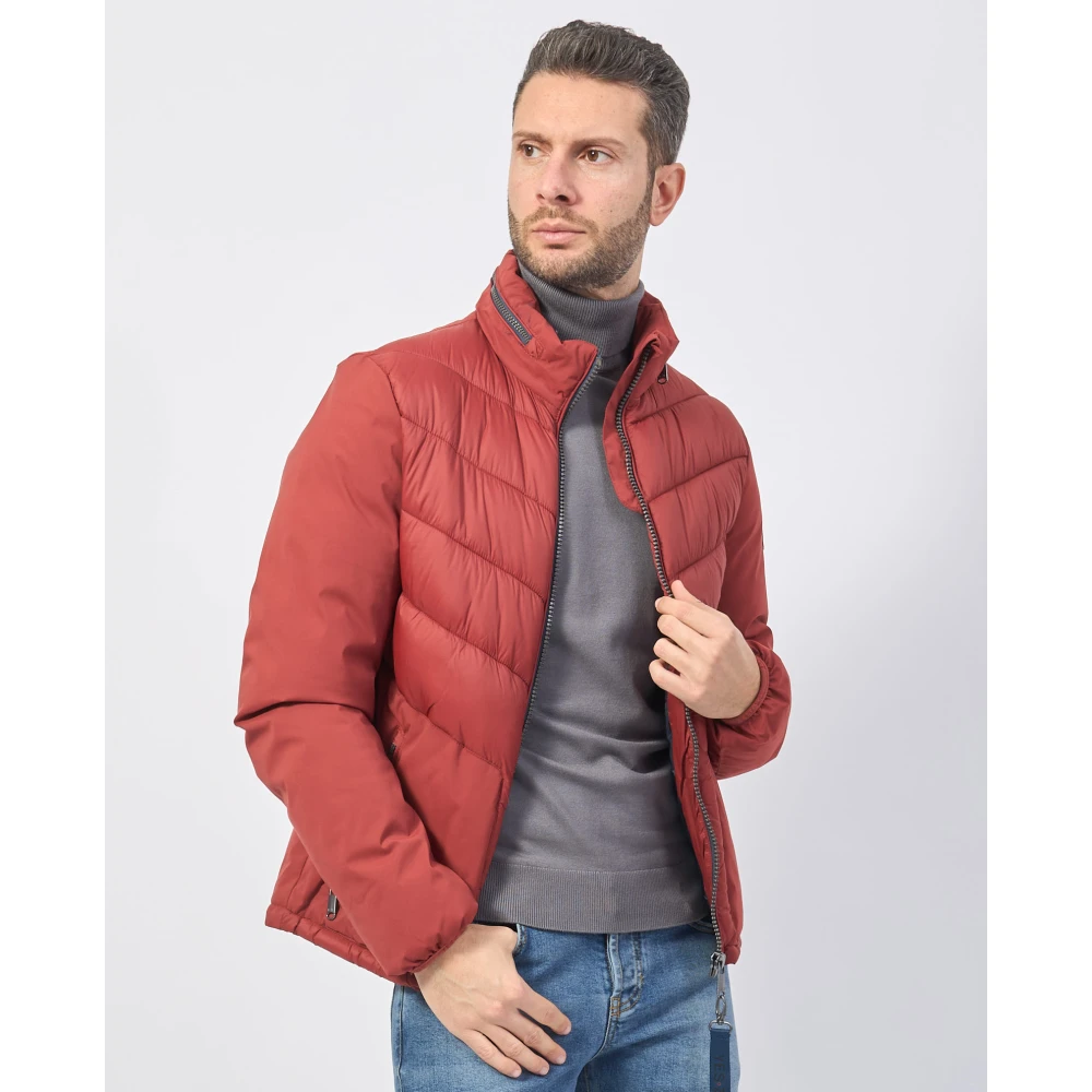 YES ZEE Rode Gewatteerde Fullzip Jas Red Heren