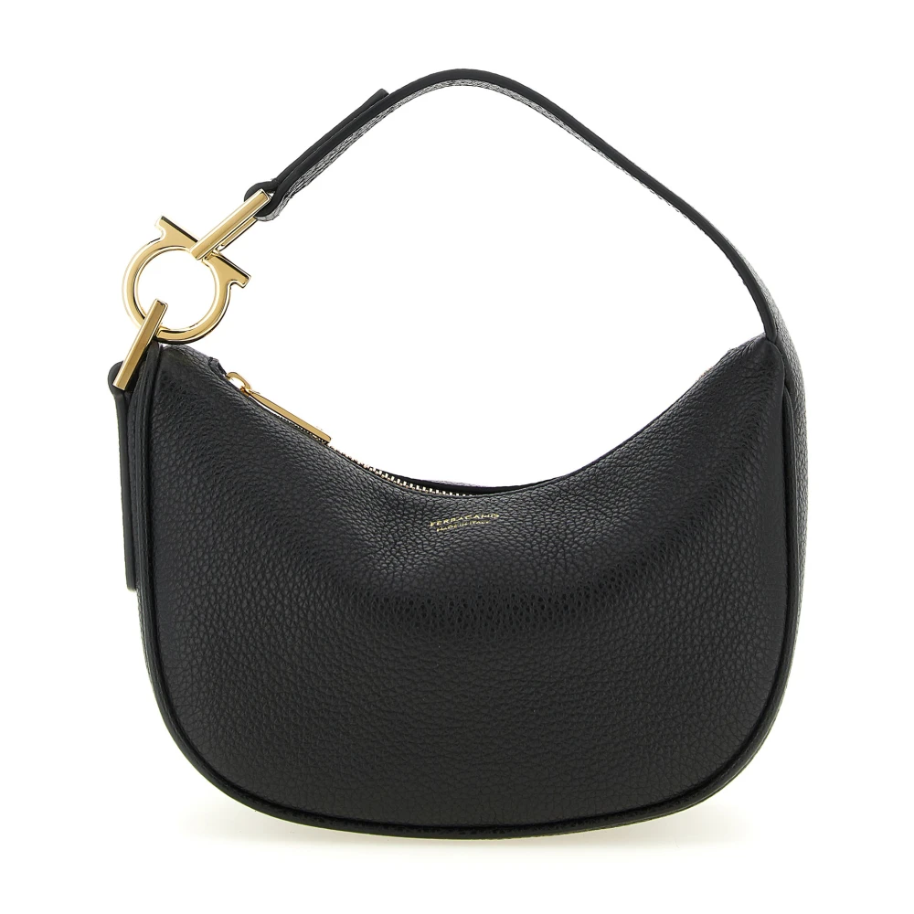 Ferragamo Women's Black Hammered Leather Handbag