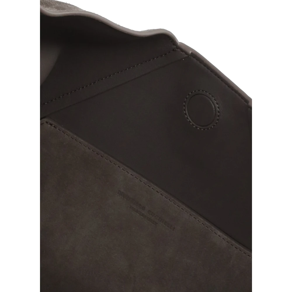 BRUNELLO CUCINELLI Grijze Suède Schoudertas Gray Dames