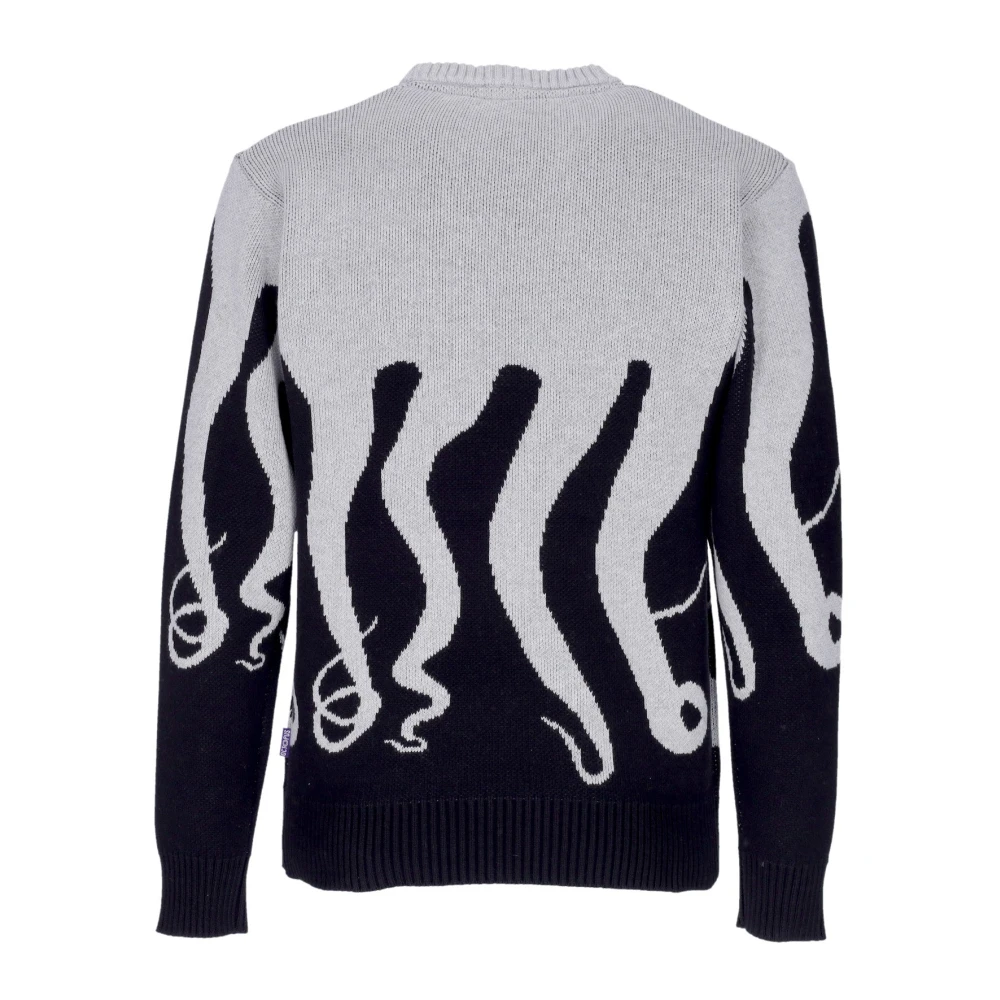 Octopus Grijze Crewneck Sweater met Tentakelborduurwerk Gray Heren