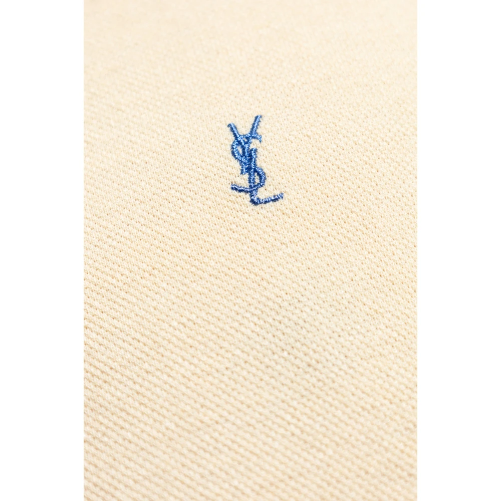 Saint Laurent T-shirt met logo-borduursel Beige Heren