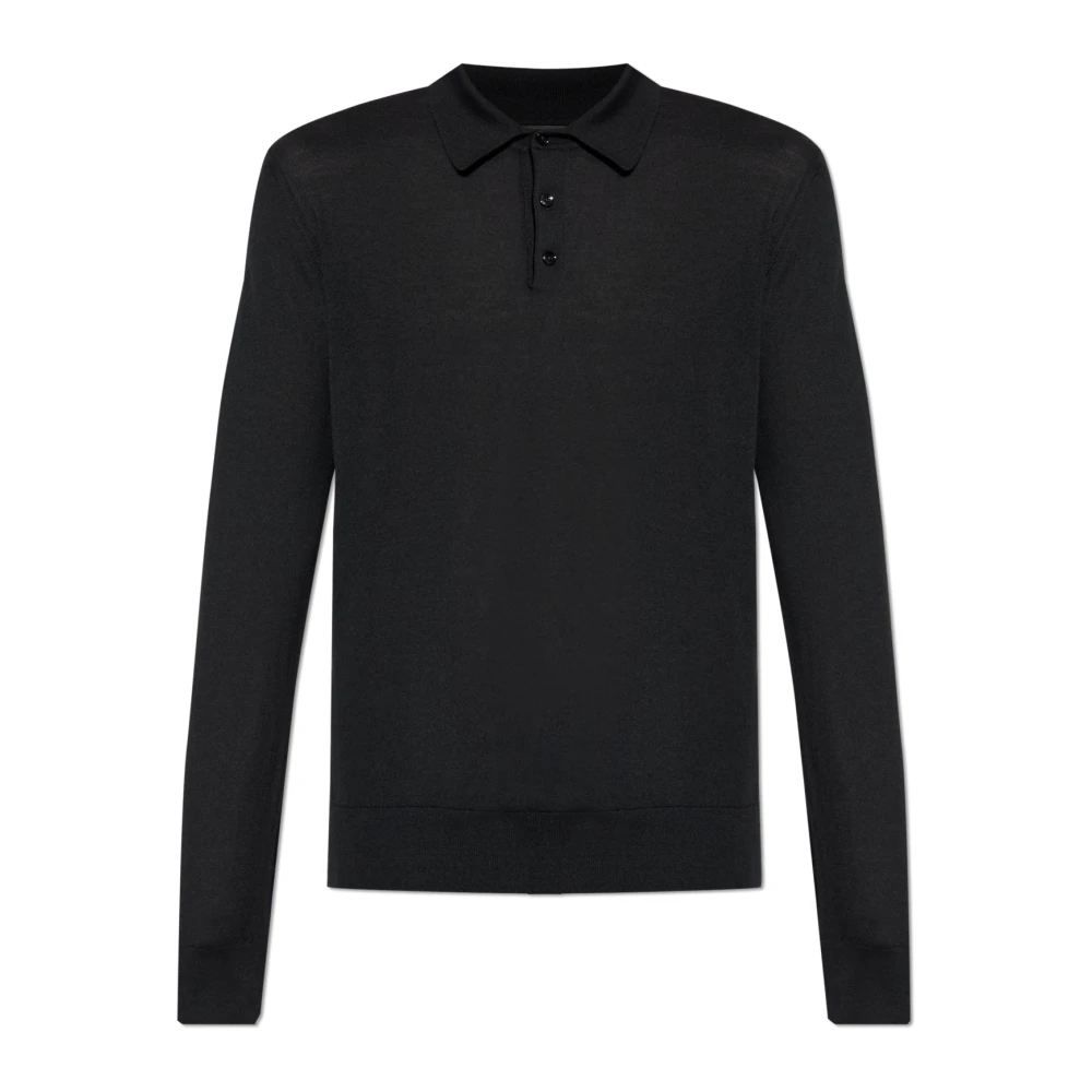 Dolce & Gabbana Uomo Nero - Polo A Maniche Lunghe In Cachemire - Knitwear - L