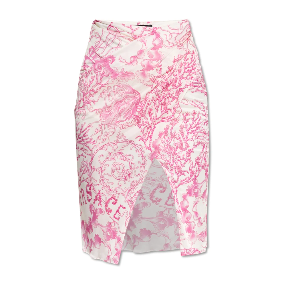 Versace Kvinno Rosa Kjolar Dam, M, Kjol Med Underwater Barocco-Tryck