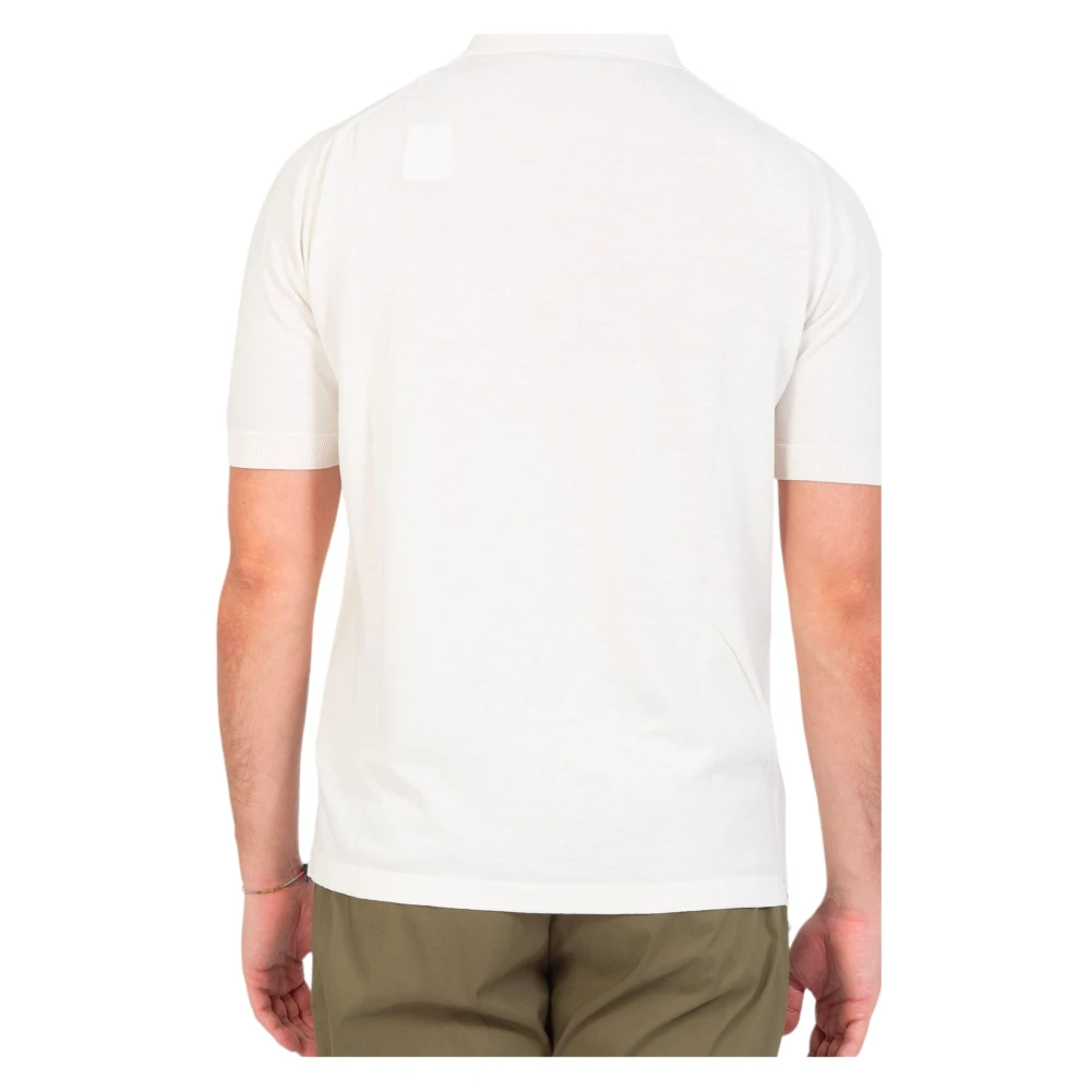 Eleventy Beige Crepe Cotton Polo Shirt White Heren