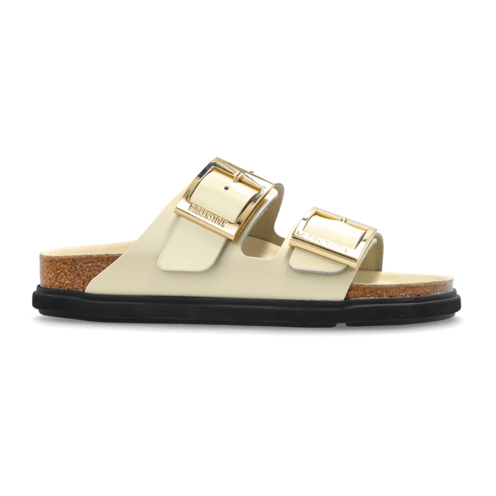 Birkenstock Women's Beige Sliders, 6 Uk, Arizona Droplet Buckle Cupsole Slides
