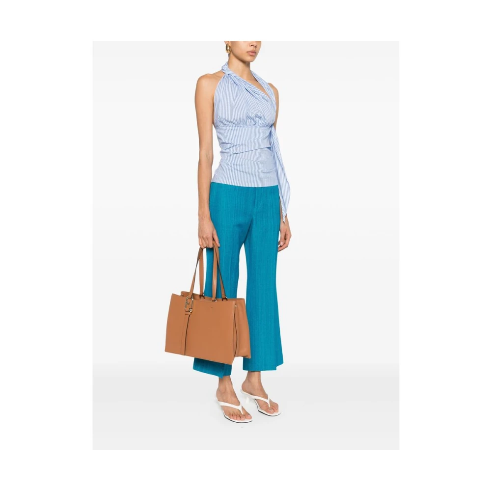 Furla Kameelbruine leren schoudertas Brown Dames