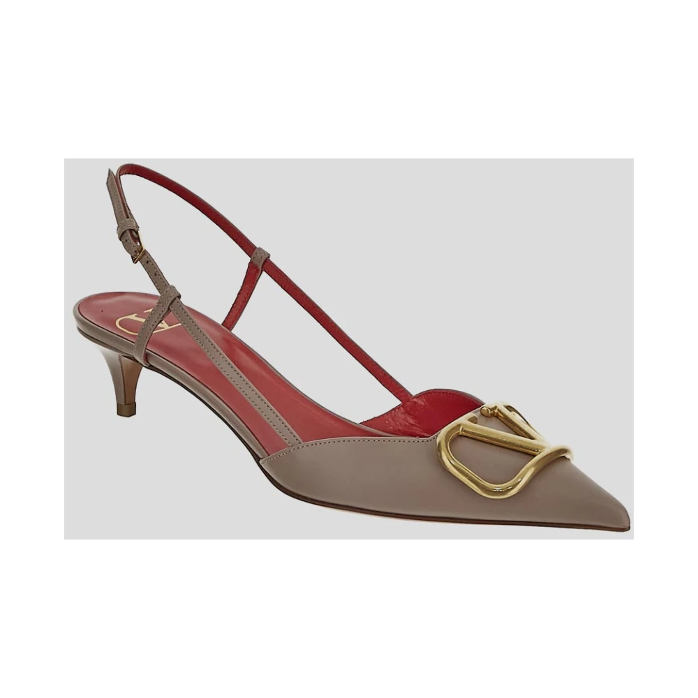 Valentino Garavani Leren Logo Schoen Beige Dames