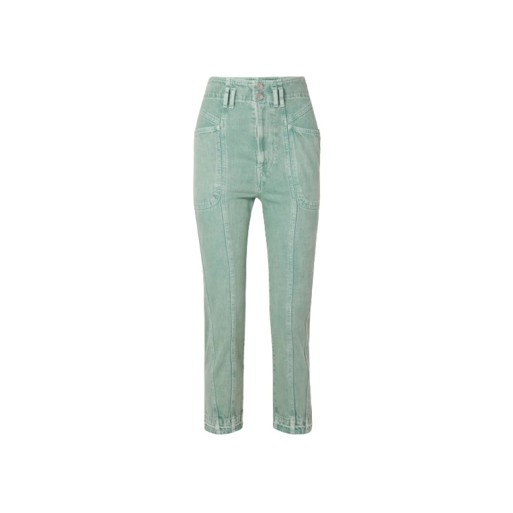 Isabel Marant Étoile Rechte Pijp Katoenen Jeans Rits Sluiting Green Dames