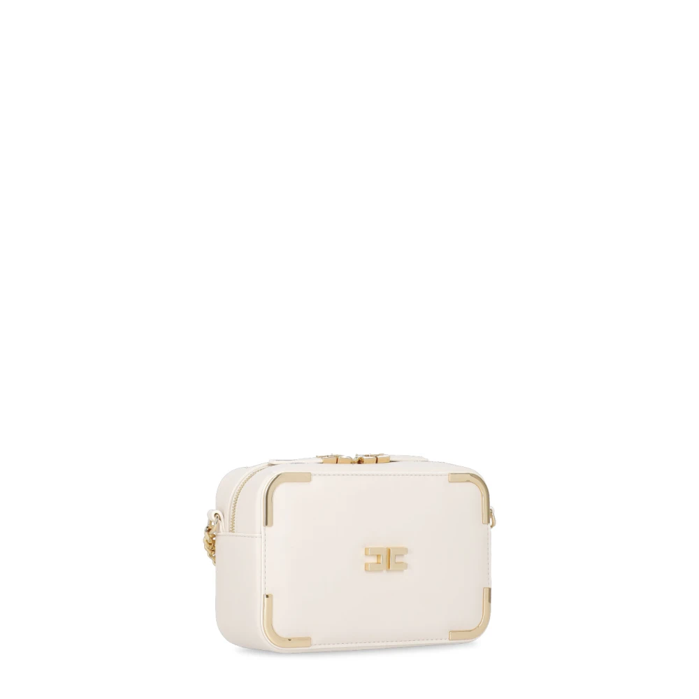 Elisabetta Franchi Natuurlijke Schoudertas met Ketting en Rits Beige Dames