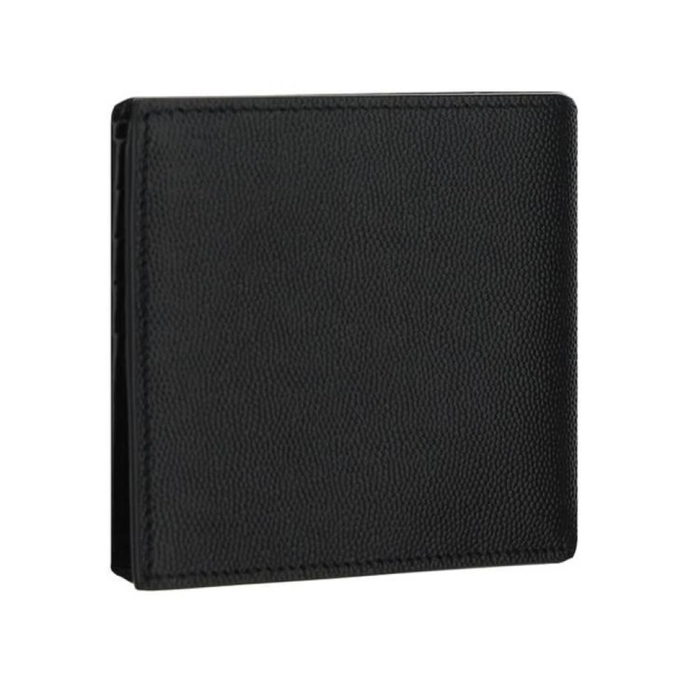 Saint Laurent Grain de Poudre leren portemonnee Black Heren