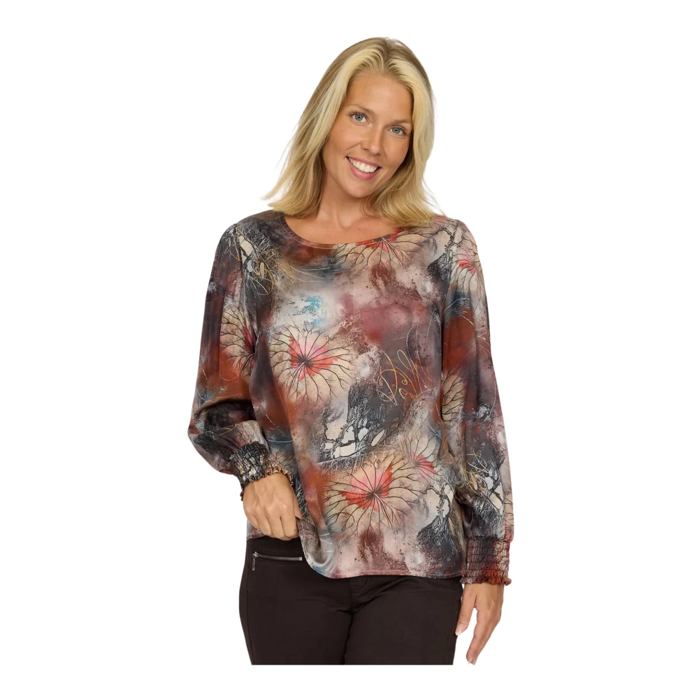 2-Biz Pofmouw Smock Manchet Blouse Multicolor Dames