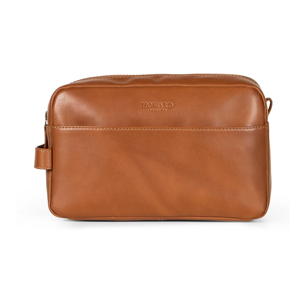 Howard London Bruin Leren Heren Toilettas Brown Heren