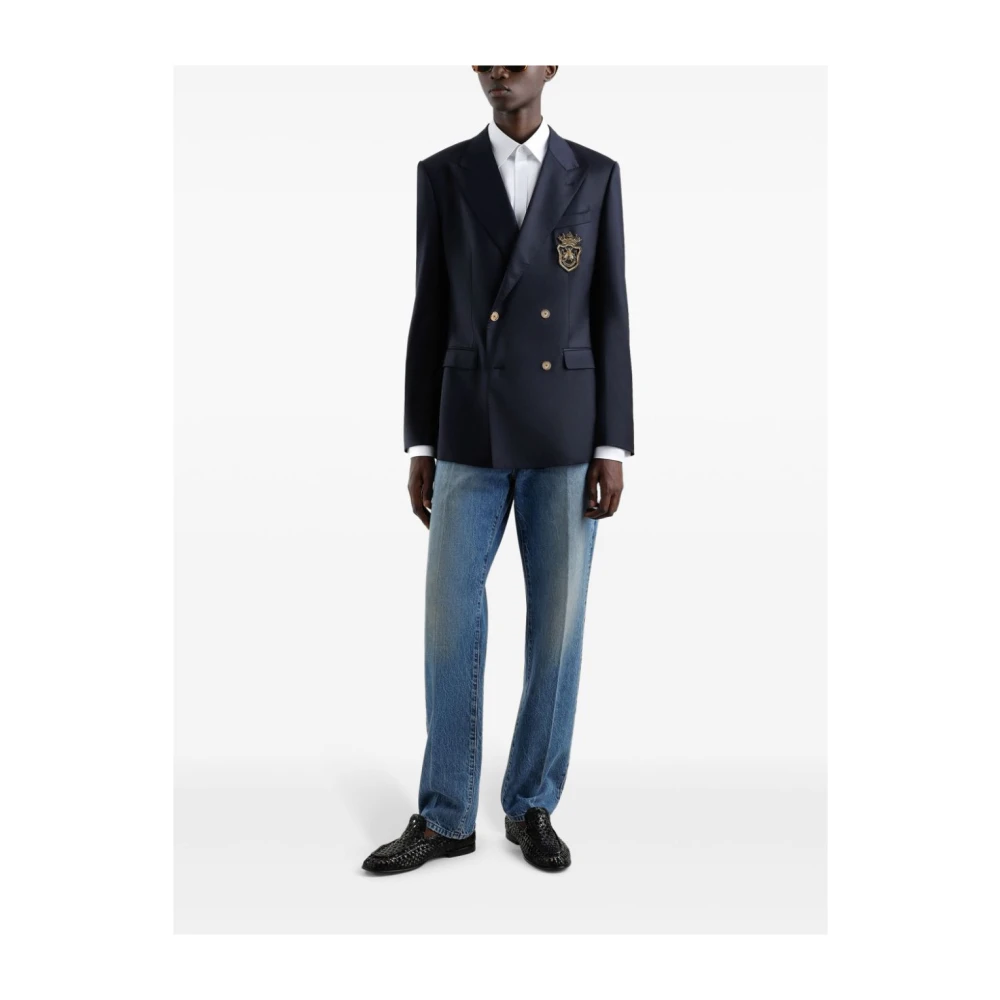 Dolce & Gabbana Blauwe Jacks met Geborduurd Logo Blue Heren