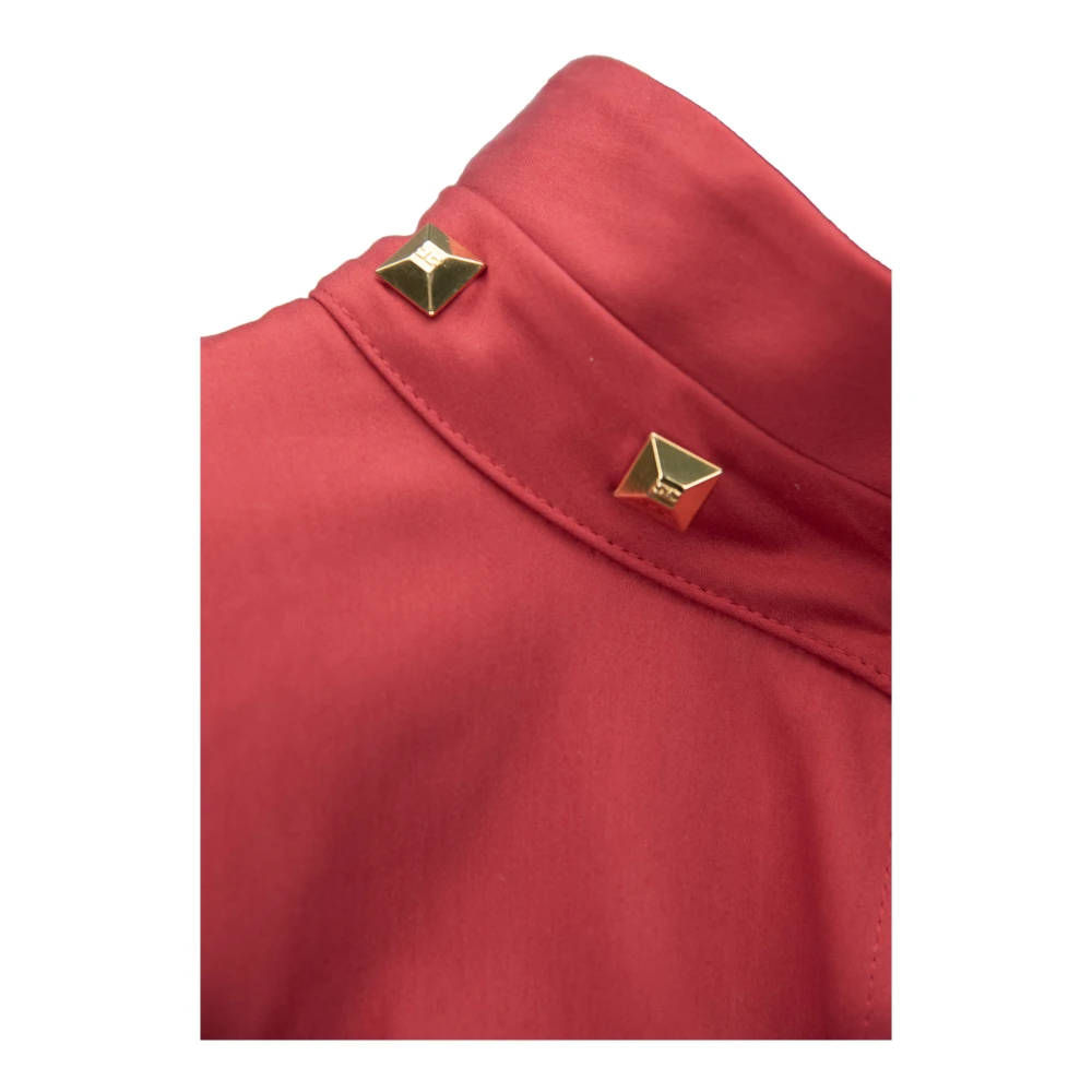 Elisabetta Franchi Gouden knoop hoge kraag blouse Red Dames