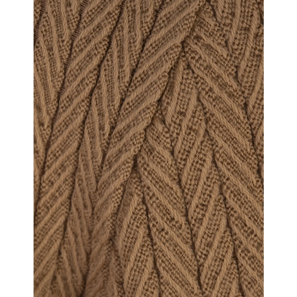 Hugo Boss Bruine Herringbone Crew Neck Sweater Brown Heren
