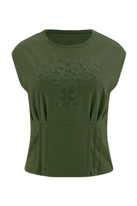 t-shirt-plisse-en-coton-vert