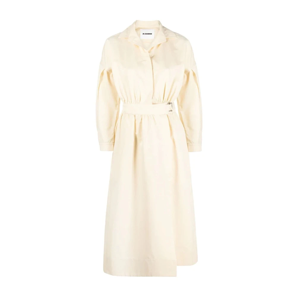 Jil Sander Beige Midi Jurk van Textiel Beige Dames