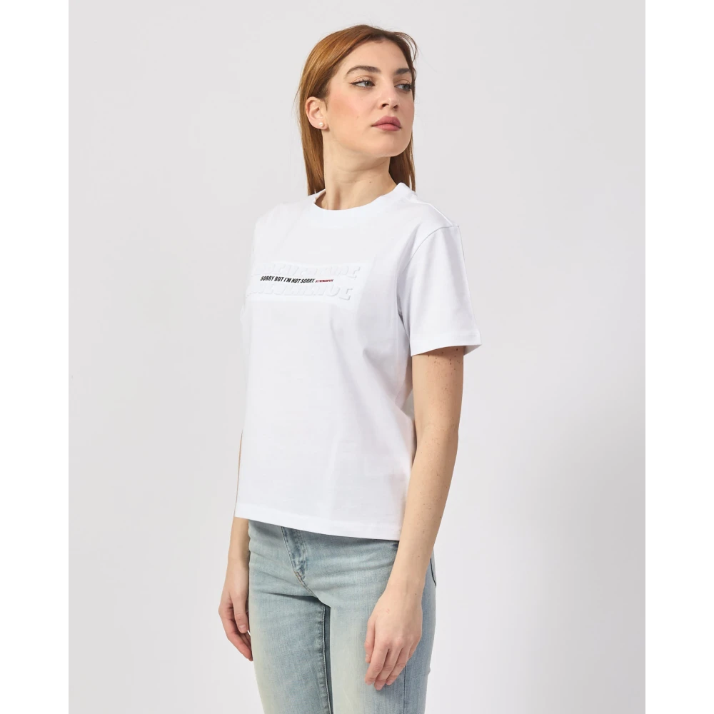PATRIZIA PEPE Witte T-shirts en Polos met Slogans White Dames