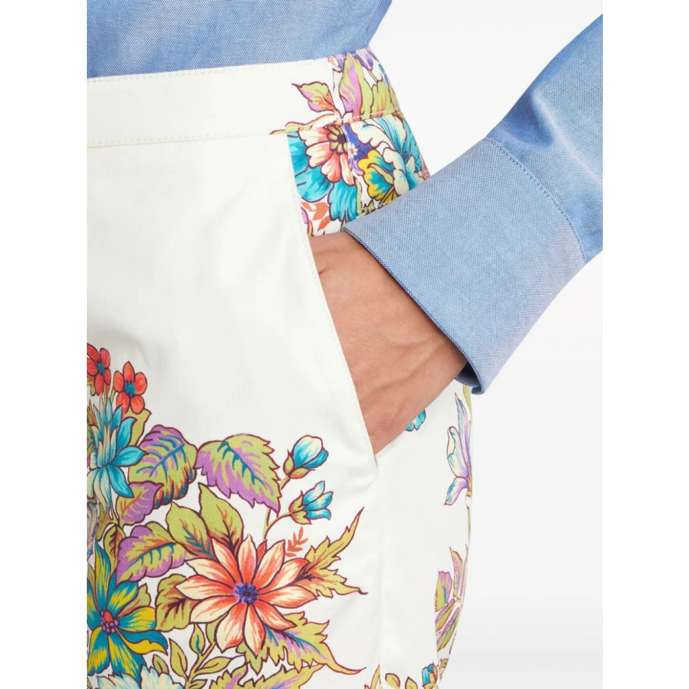 ETRO Witte Broek met Bloemenprint Multicolor Dames