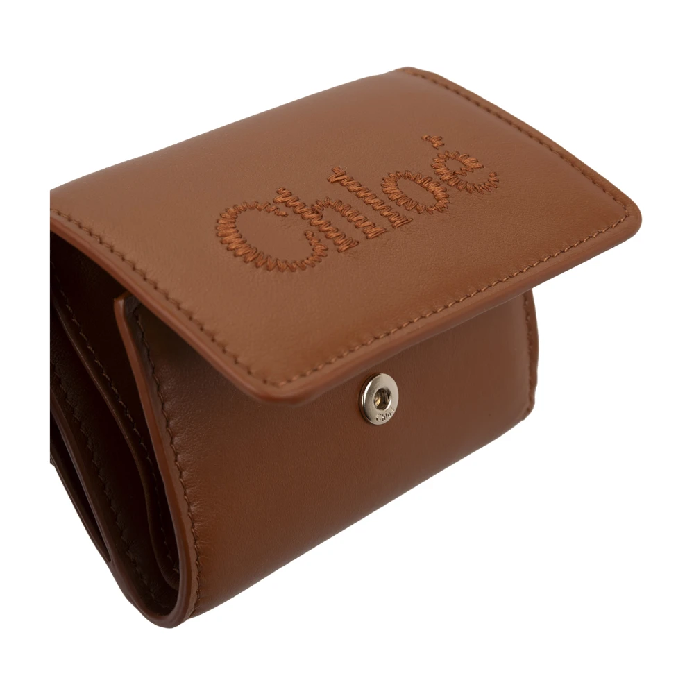 Chloé Bruine Trifold Mini Portemonnee Brown Dames