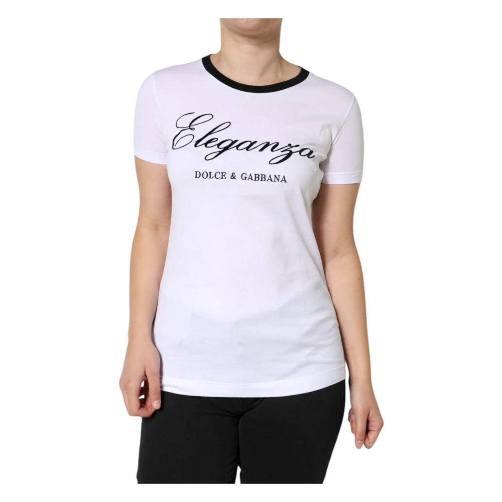 Dolce & Gabbana Women's White Eleganza Print Cotton T-Shirt