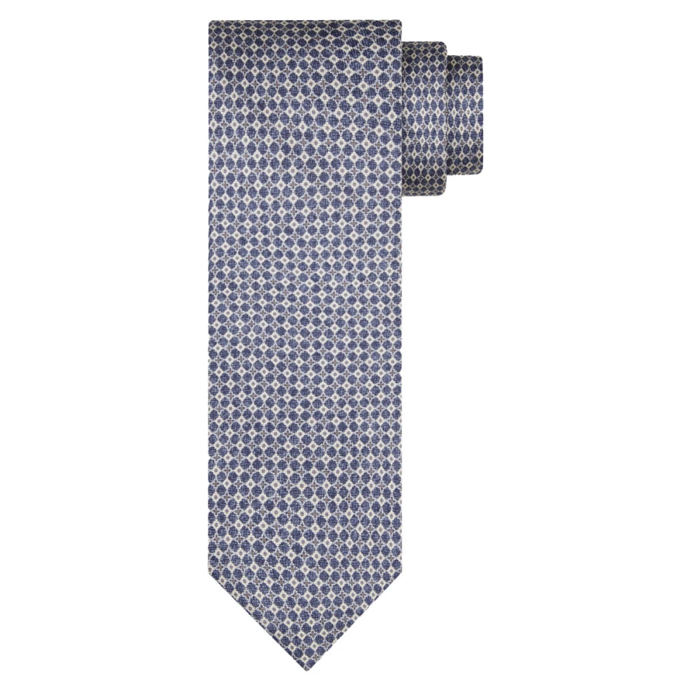 Profuomo Zijden Print Navy Stropdas Blue Heren