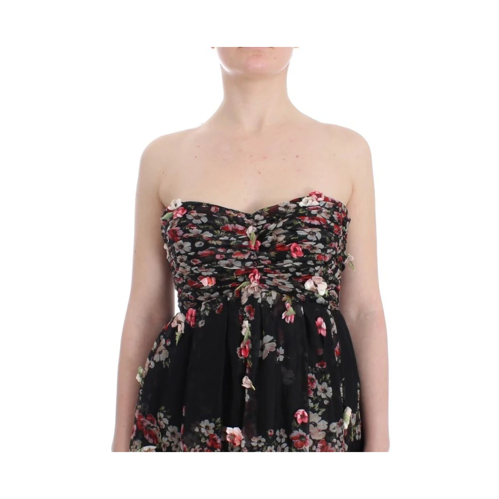 Dolce & Gabbana Luxe Bloemenprint Zijden Catwalk Jurk Black Dames