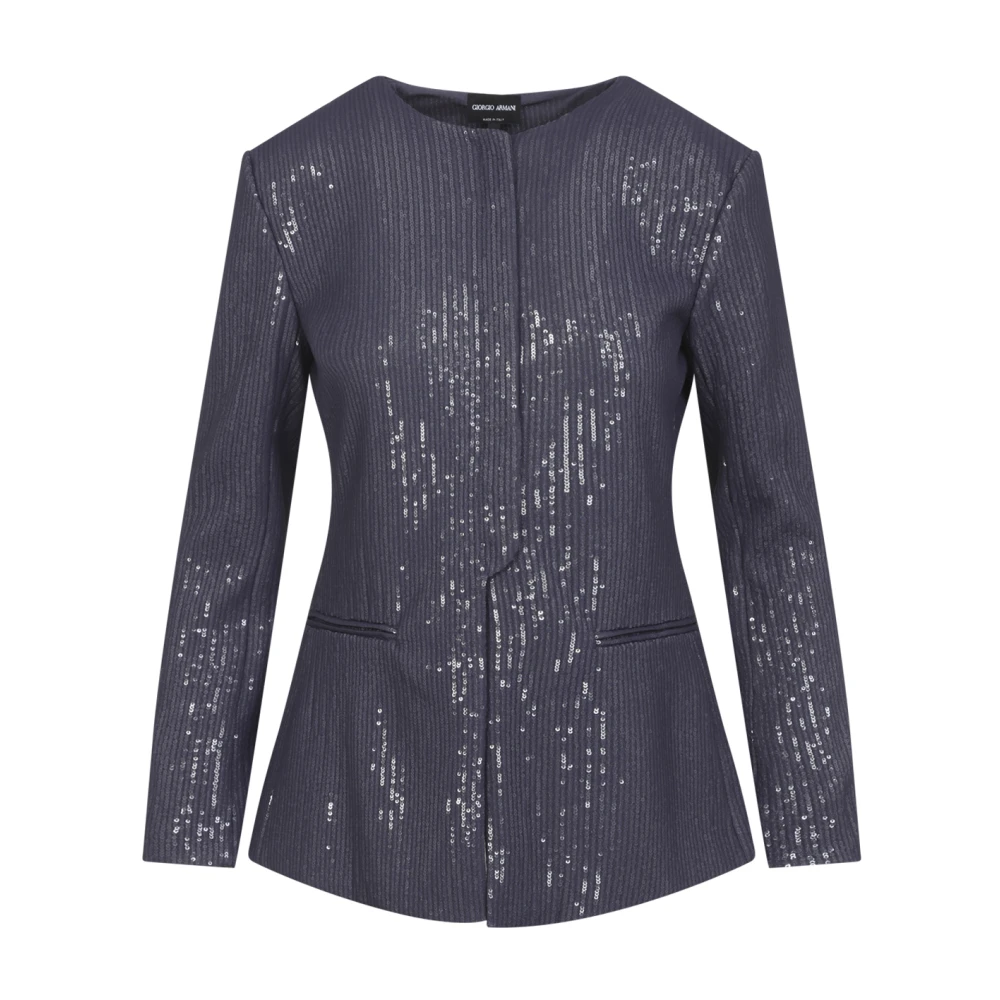 Giorgio Armani Women's Blue Polyester Jacket - Light Jackets - S - Jackets