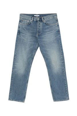 Mörkblå Denim Jeans Rak Ben