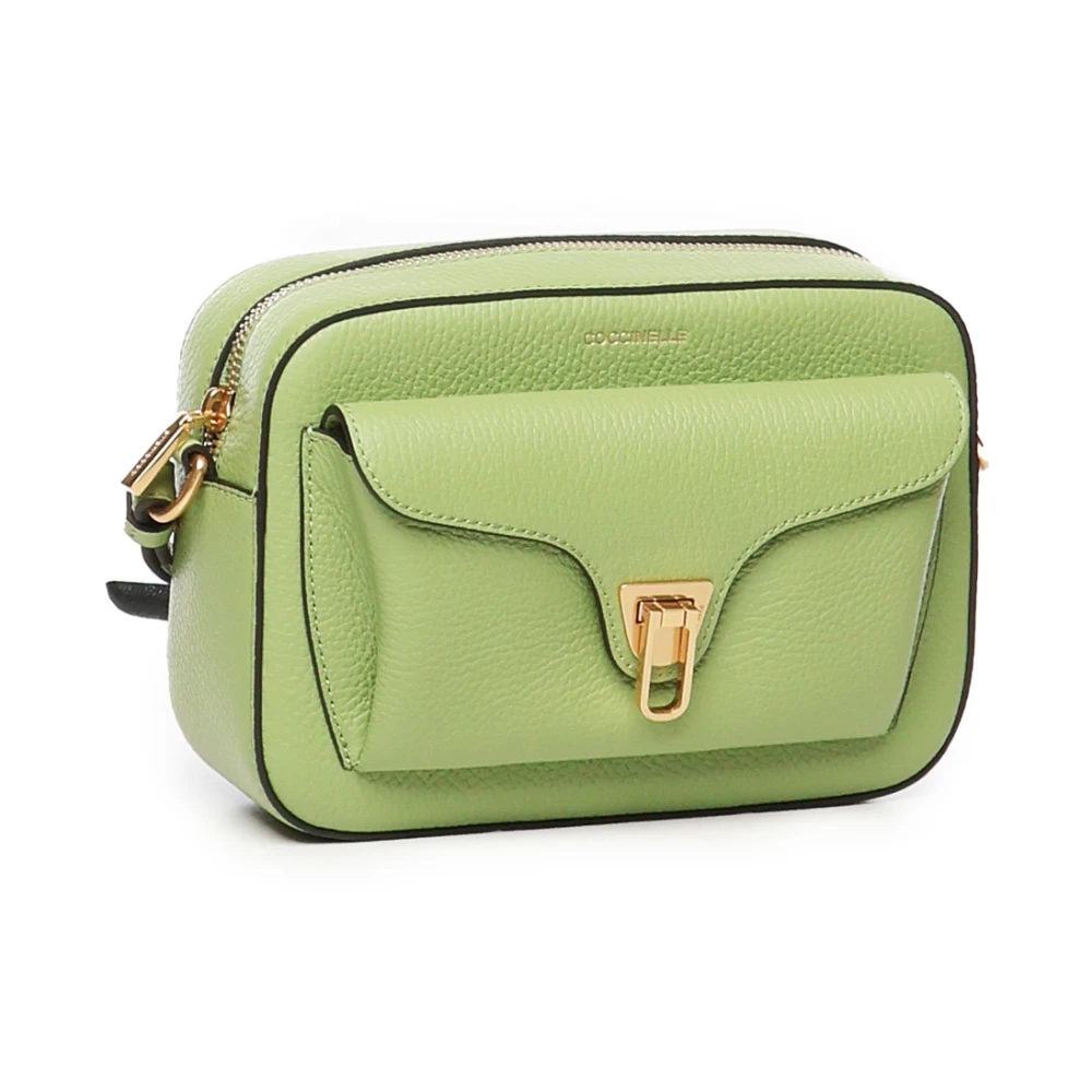 Coccinelle Leren tas met Plectrum sluiting Green Dames