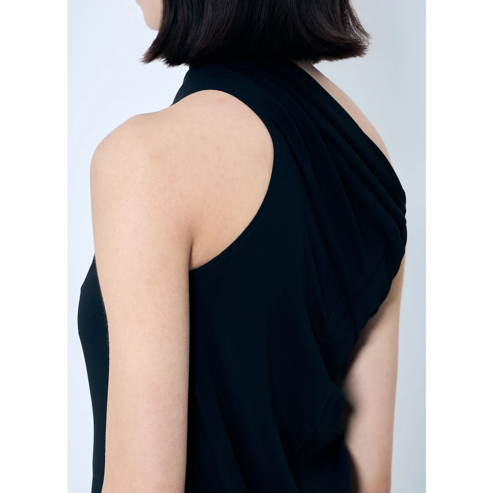 Rick Owens Zijdenmix Maxi Jurk met Drapé Black Dames