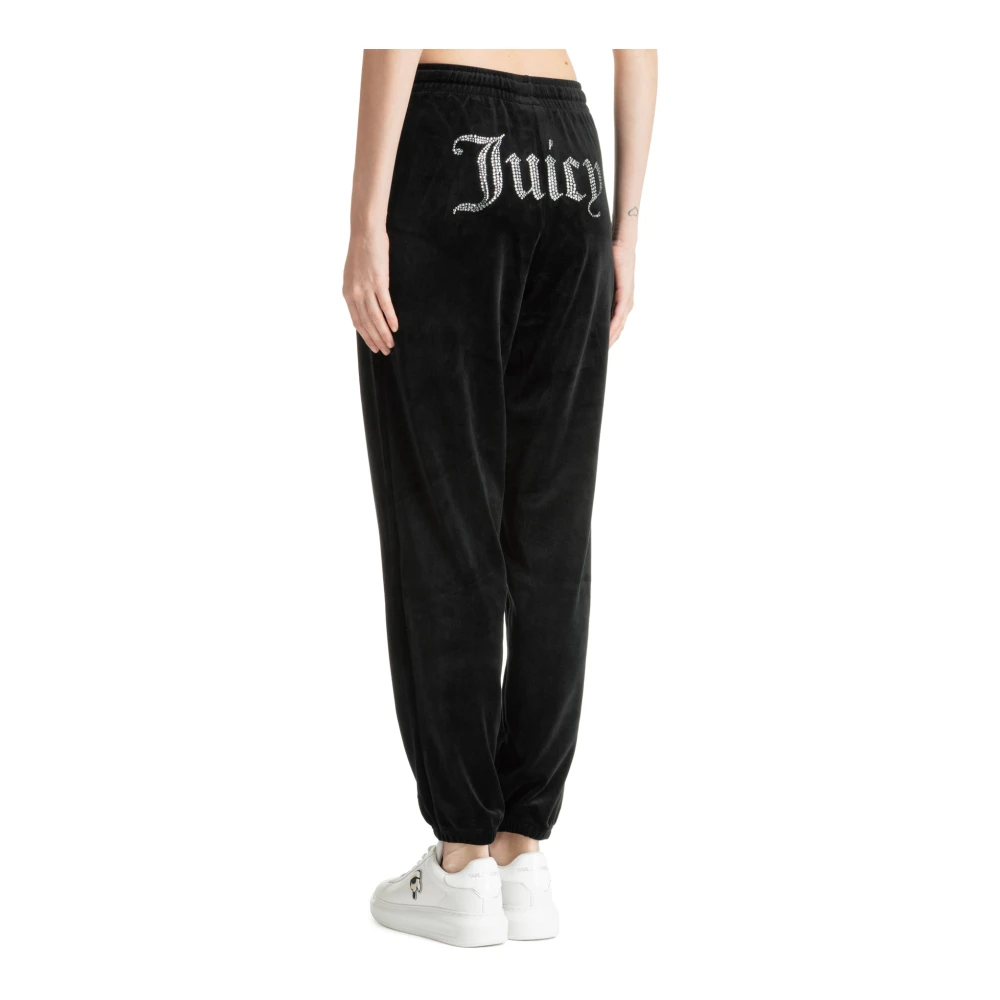 Juicy Couture Middelhoge taille Trekkoord Sweatpants met Swarovski Black Dames