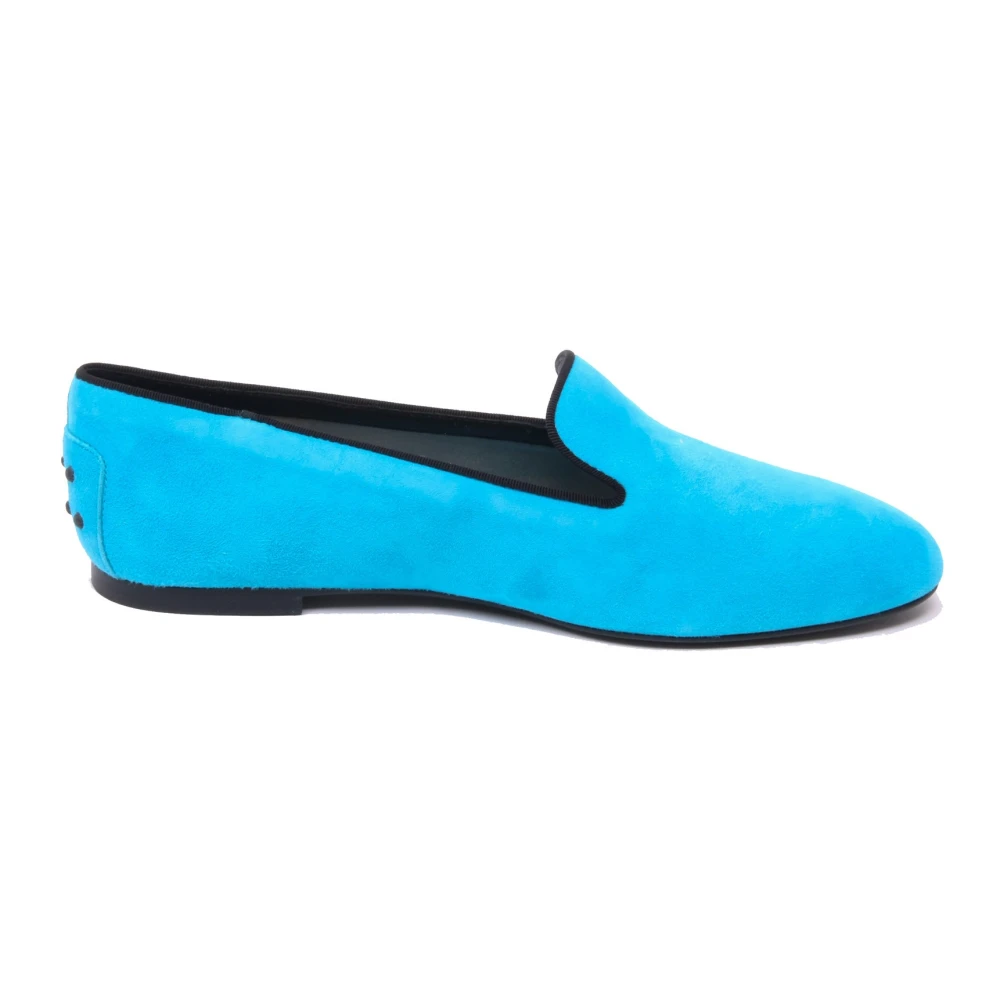 Tod's Women's Blue Low Rubber Loafer Shoe Made In Italy